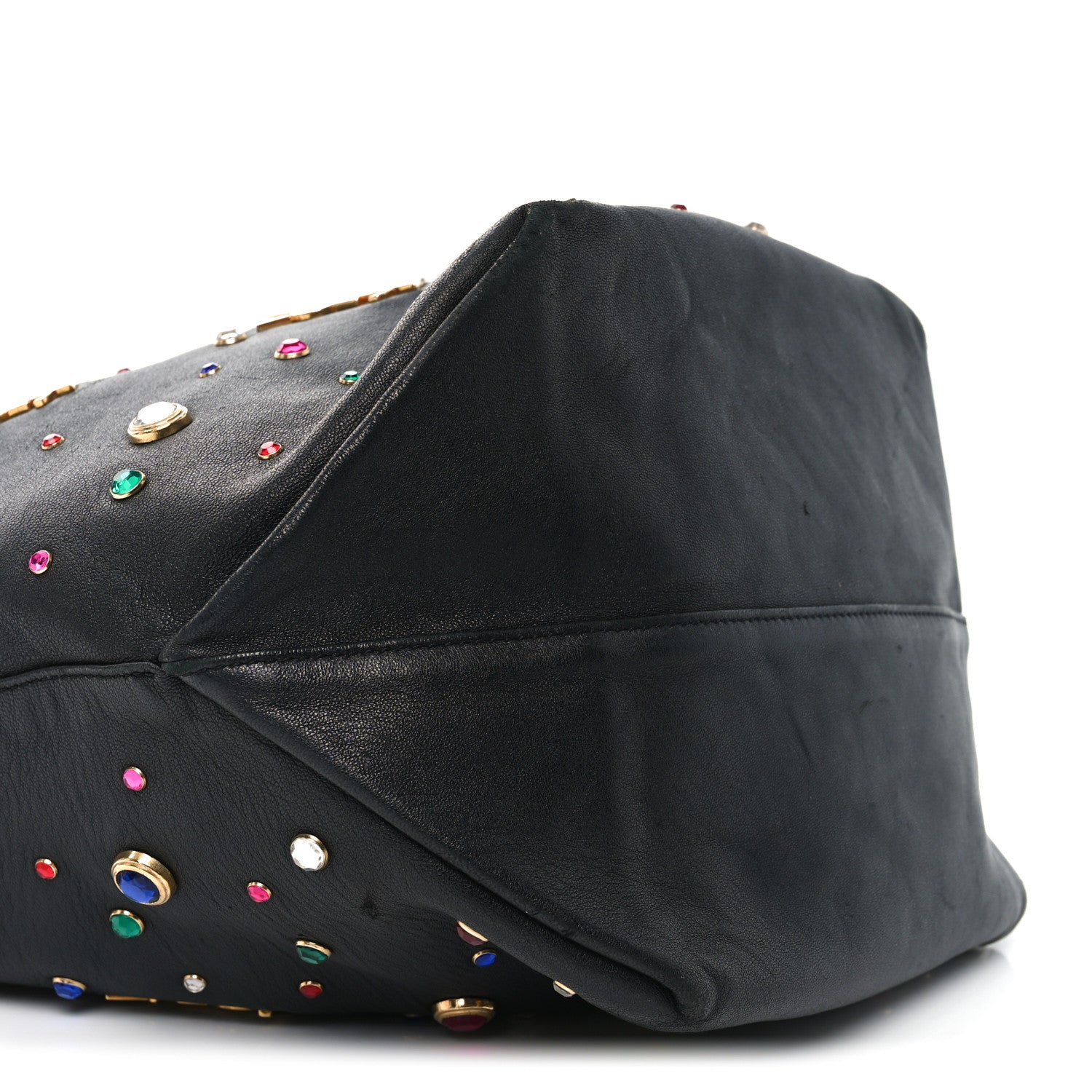 Saint Laurent Lambskin Charm Studded Teddy Drawstring Bag Black 9 of 10