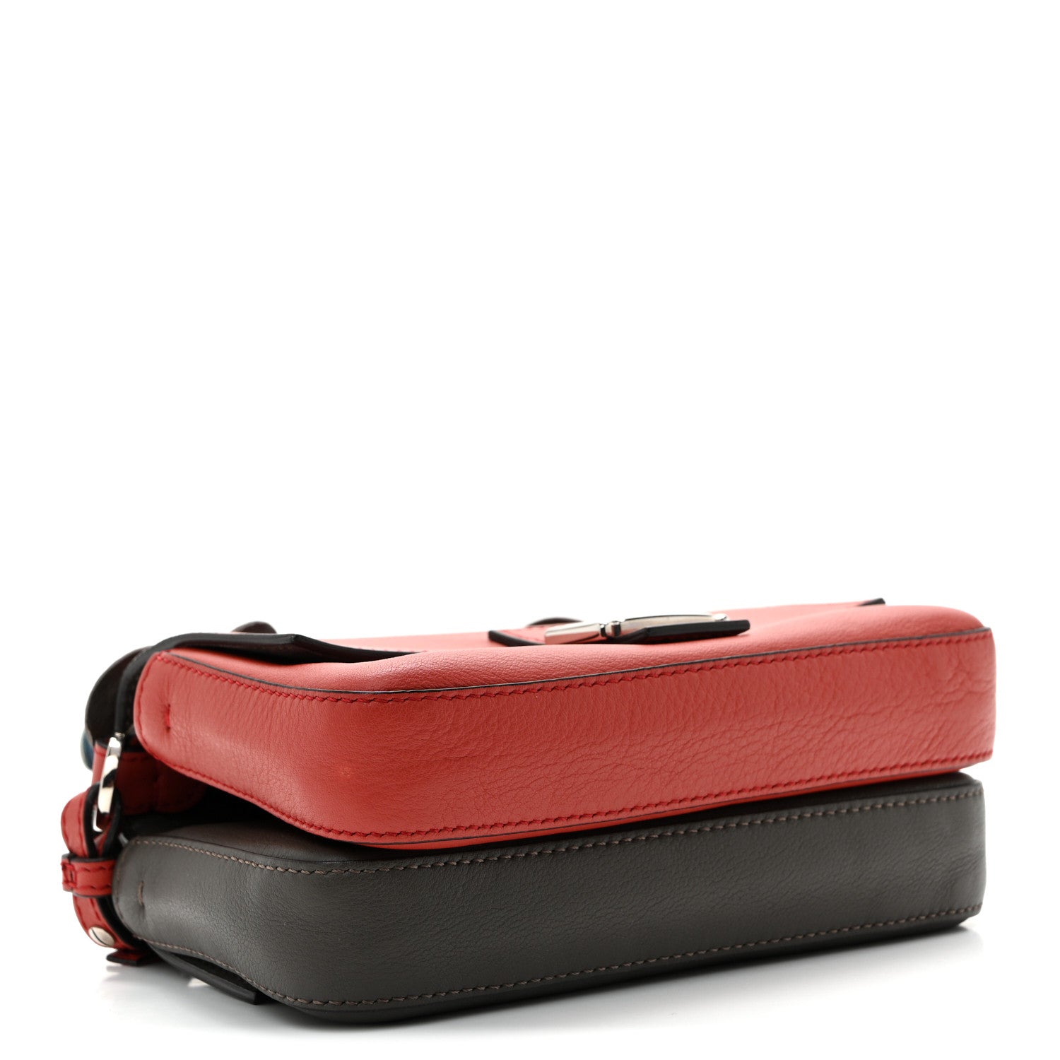 Fendi Vitello Dolce Flowerland Bi-Color Studded Micro Double Baguette Bloody Mary Carbone 4 of 10