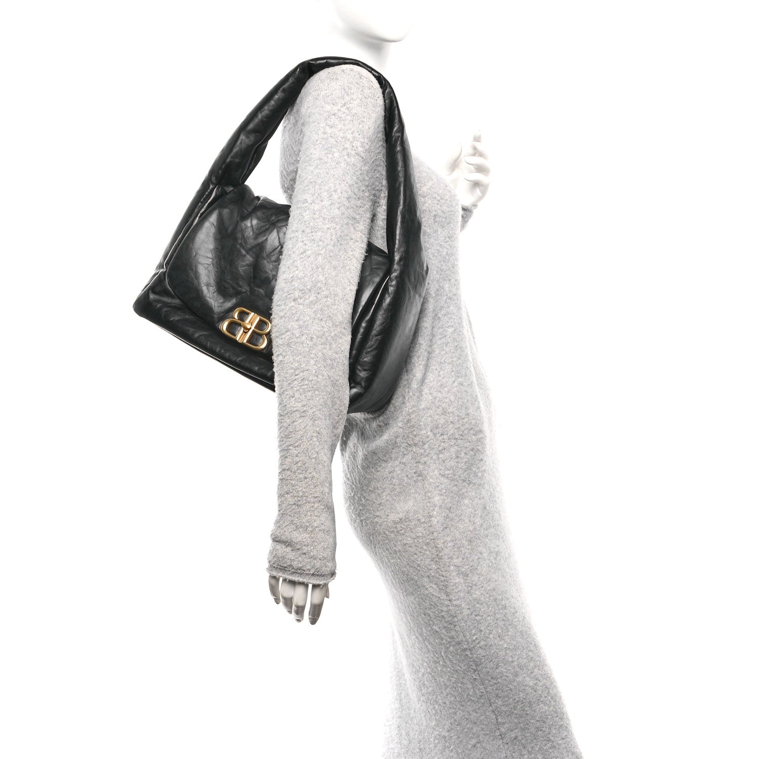 Balenciaga Calfskin Quilted Monaco Sling Shoulder Bag Black Black 2 of 9