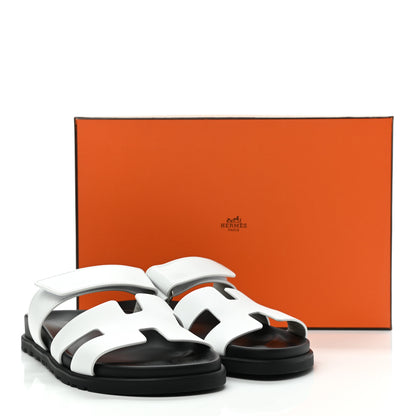 Hermes Calfskin Womens Chypre Sandals 37 White 9 of 9