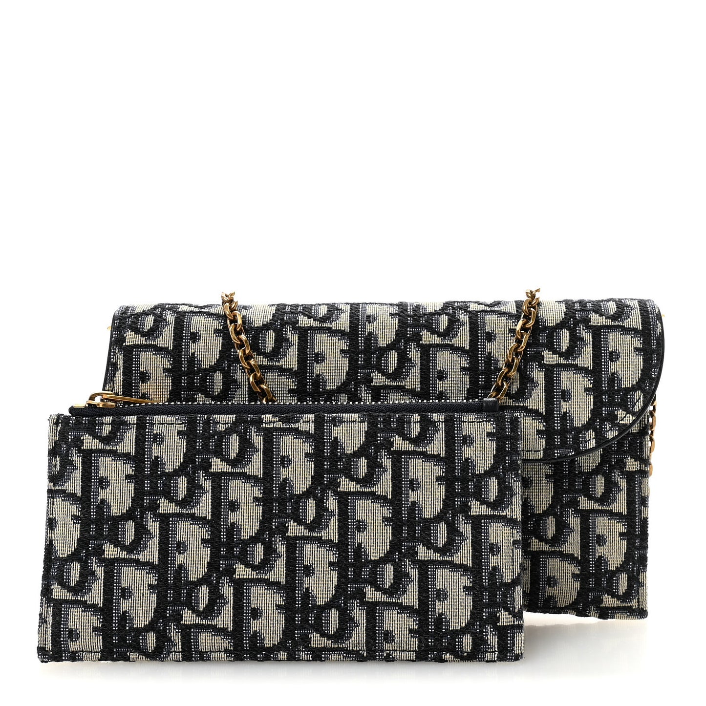Oblique Saddle Chain Long Wallet Blue
