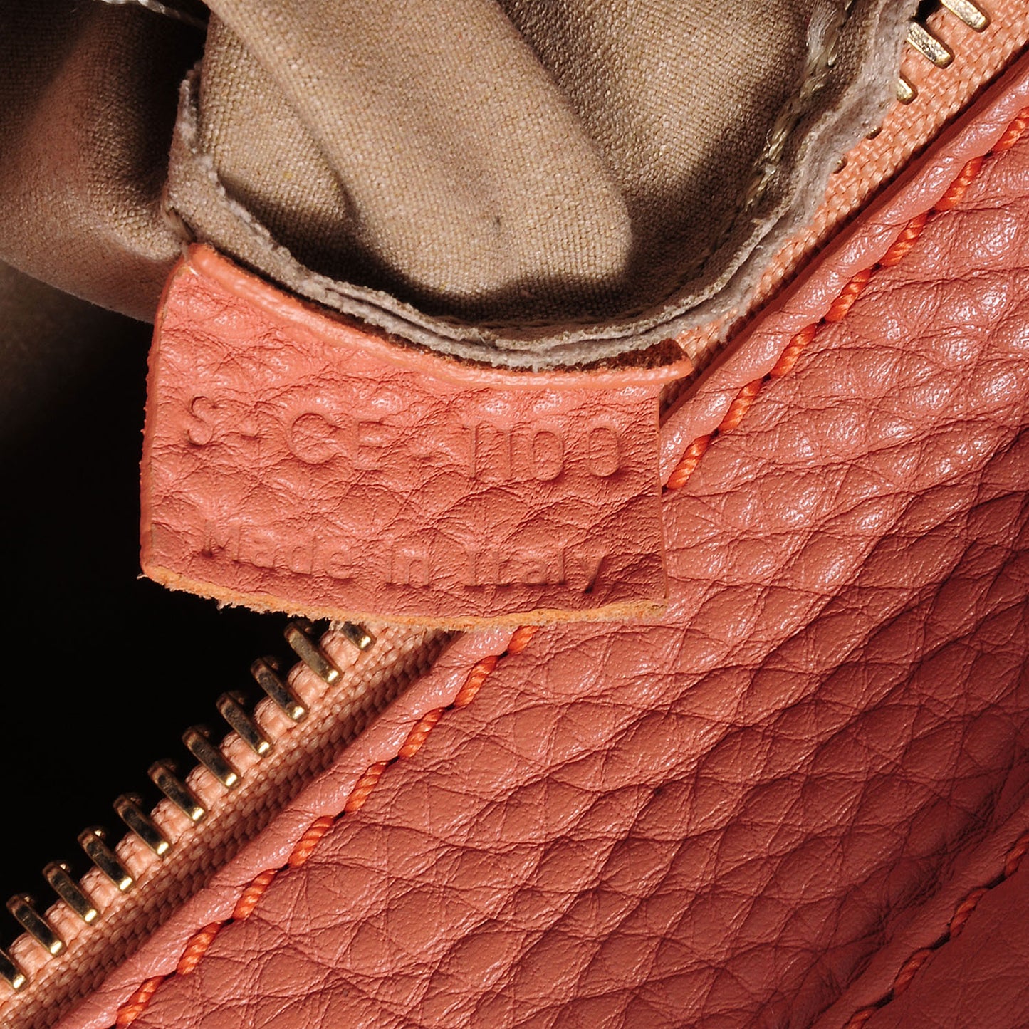 Pebbled Leather Mini Luggage Peach