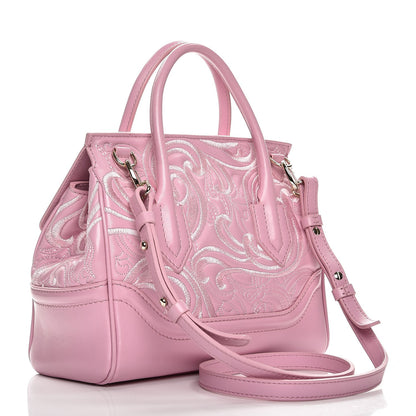 Versace Calfskin Embroidered Medium Baroque Palazzo Empire Bag Pink 5 of 9