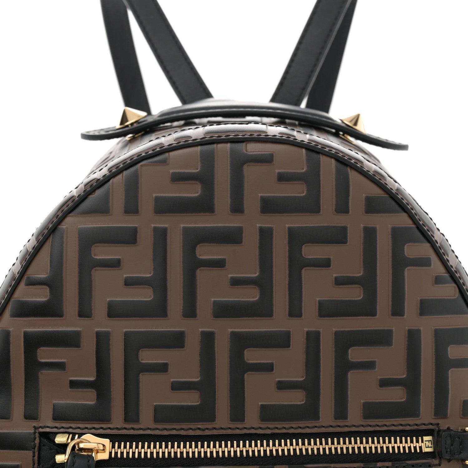 Fendi Vitello Bi-Color FF 1974 Embossed Mini Backpack Maya Black 8 of 10