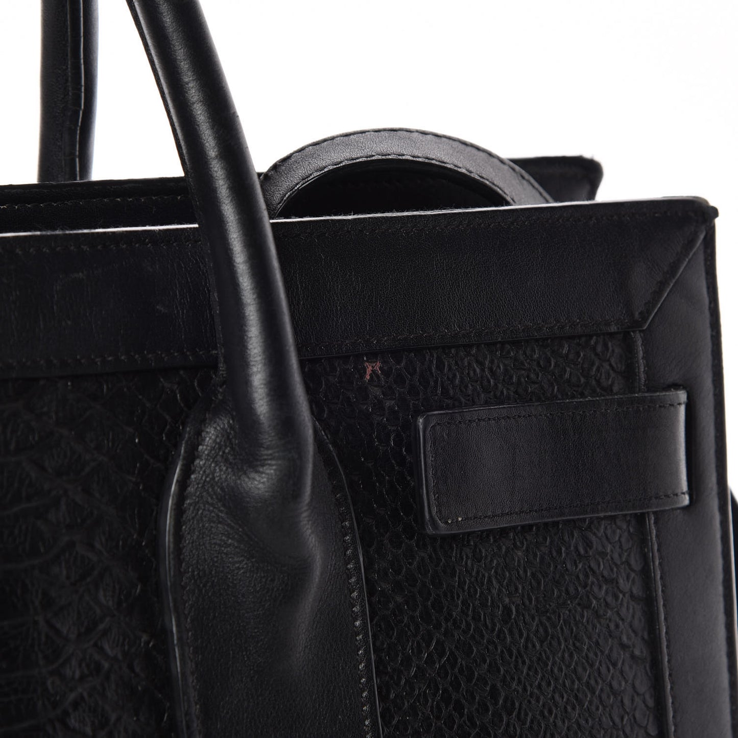 Python Calfskin Embossed Small Sac de Jour Black