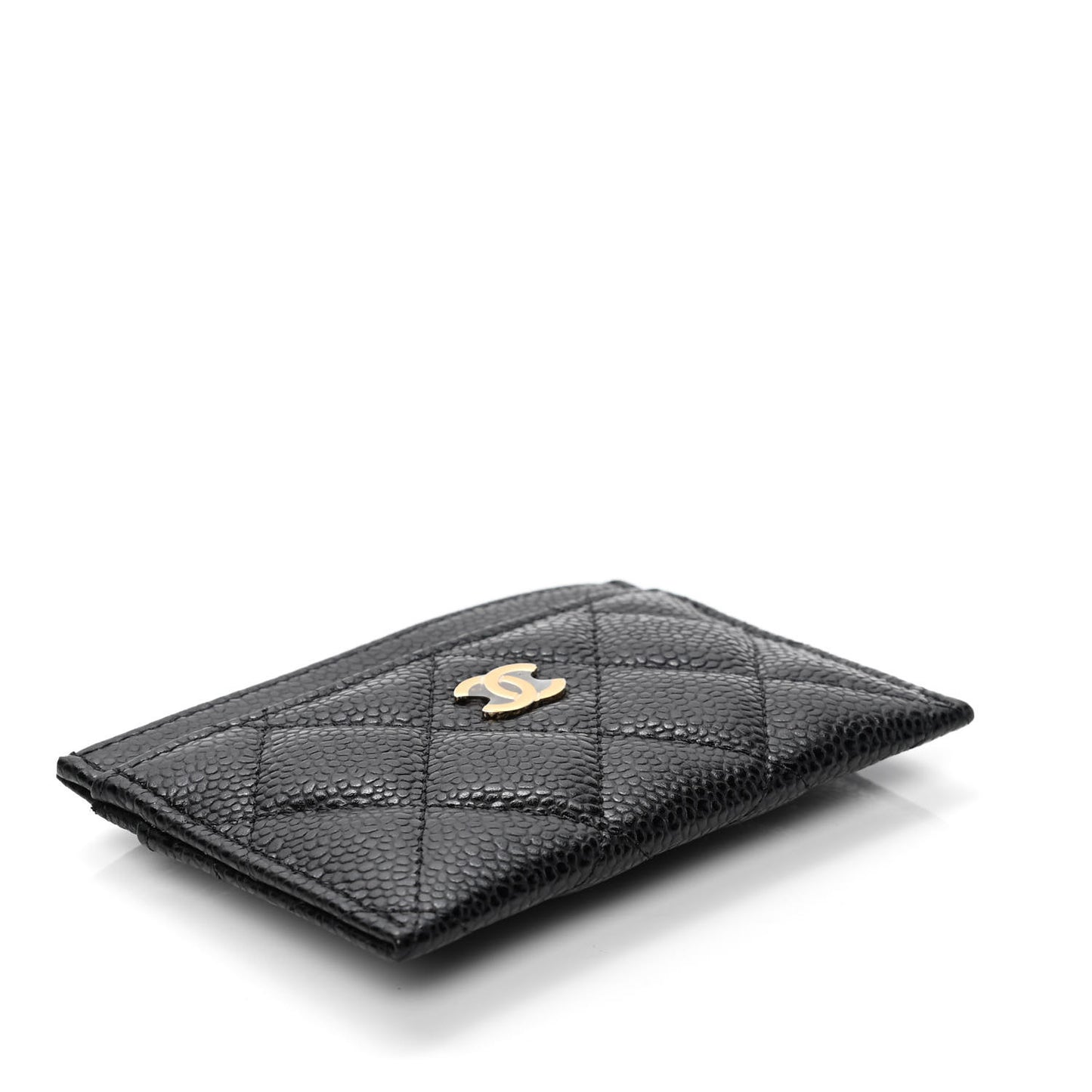 Caviar Quilted Card Holder Black
