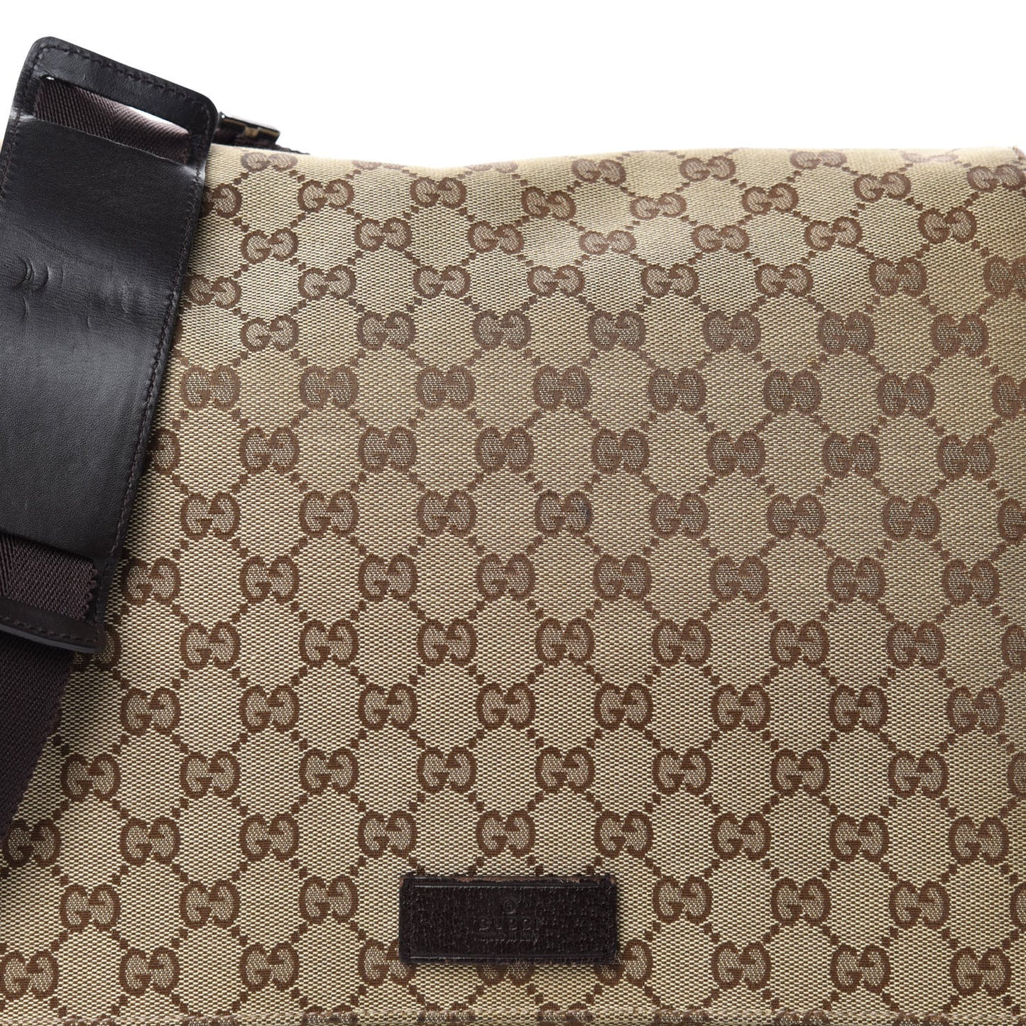 Monogram Small Flap Messenger Bag Beige Dark Brown