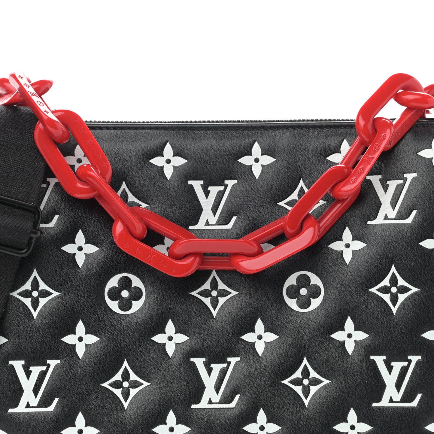 Lambskin Embossed Monogram Coussin PM Black White