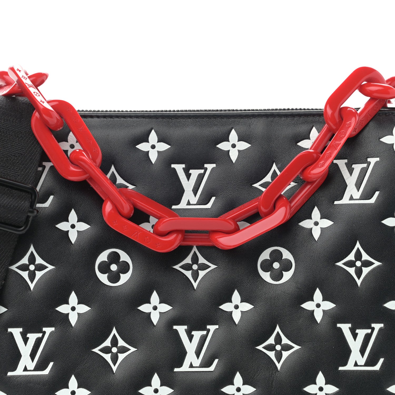 Louis Vuitton Lambskin Embossed Monogram Coussin PM Black White 7 of 8