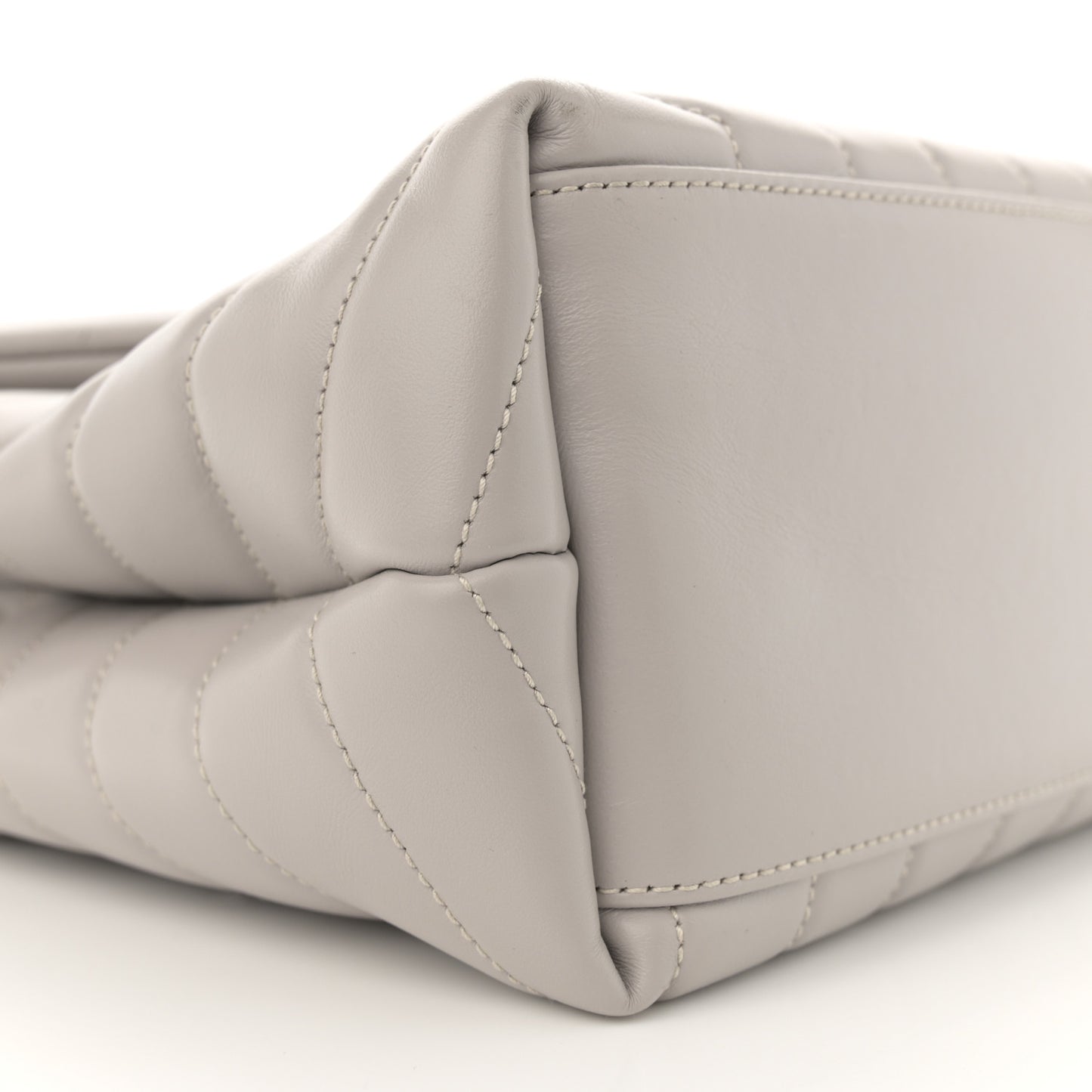Calfskin Y Quilted Monogram Medium Loulou Chain Satchel Light Gray
