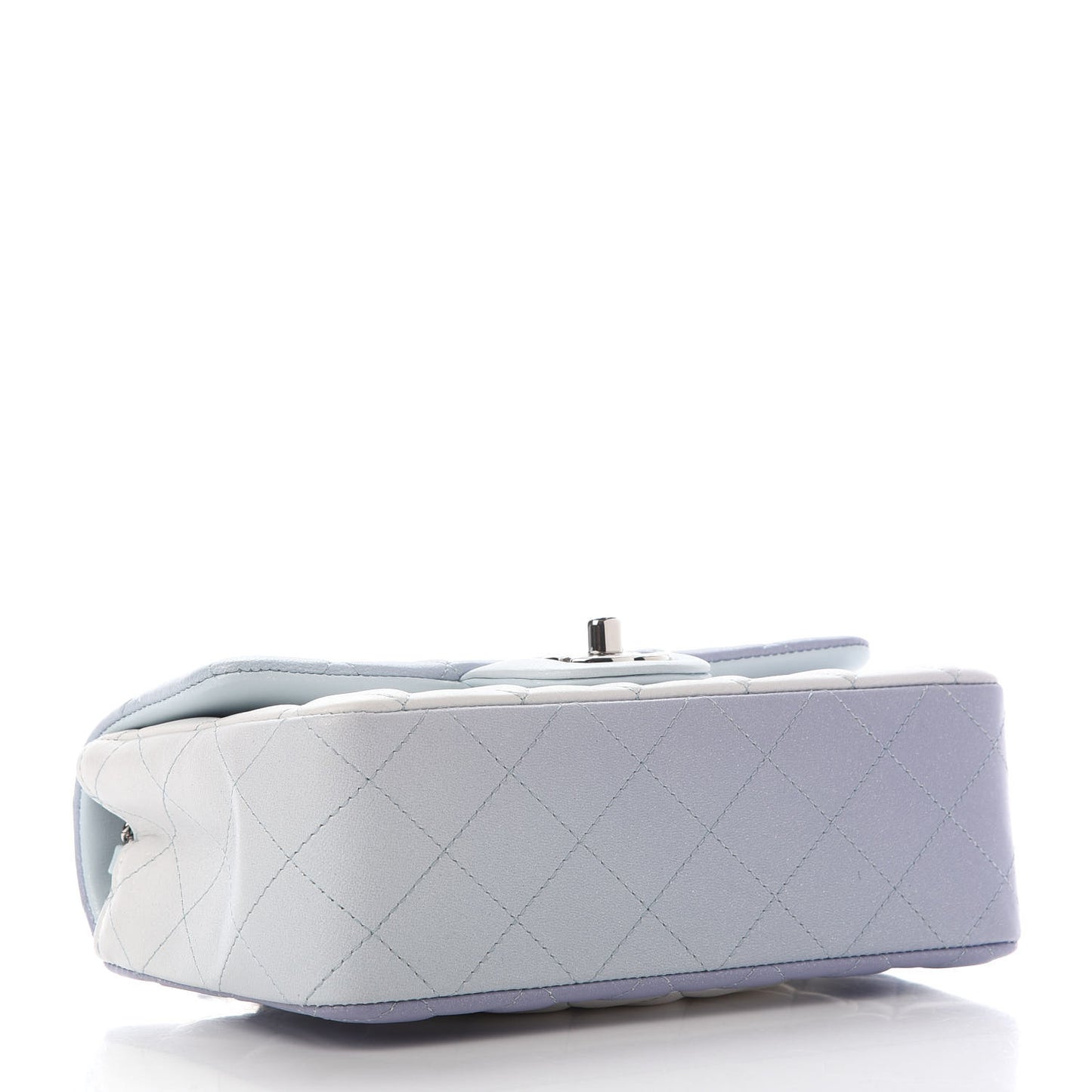 Perforated Lambskin Quilted Mini Rectangular Flap Light Blue Light Purple White