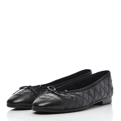 Chanel Nylon Quilted Cap Toe Ballerina Flats 41 Black 3 of 21