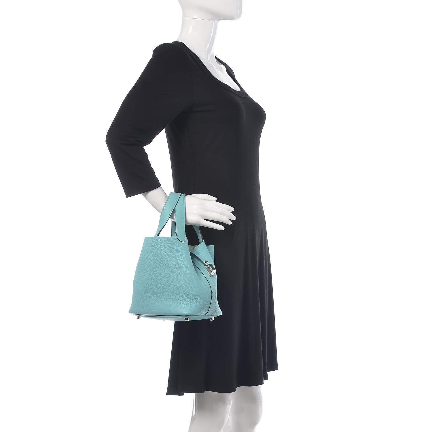 Hermes Taurillon Clemence Picotin Lock 18 PM Bleu Atoll 2 of 9