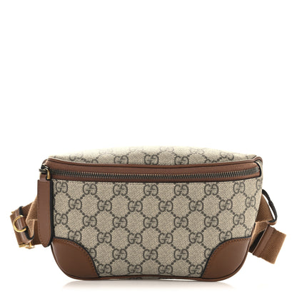 Gucci GG Supreme Monogram Emblem Calfskin Small Belt Bag Beige Dark Brown 1 of 12