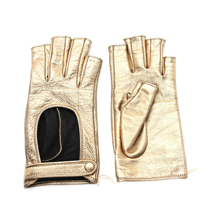 Gucci Metallic Nappa Donna Fingerless Gloves 7 Gold 2 of 3