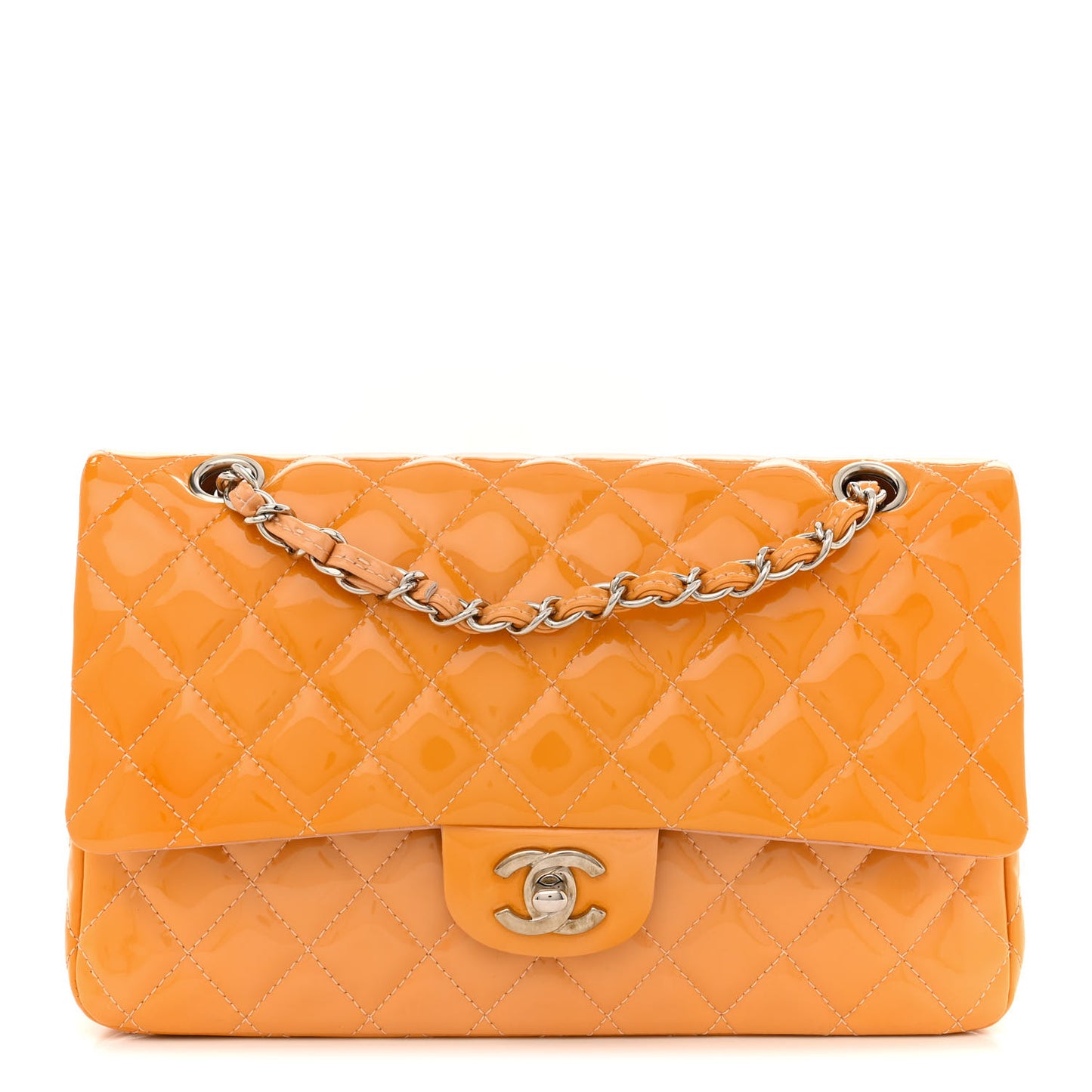 Patent Quilted Medium Double Flap Light Pink