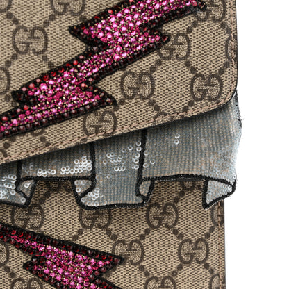 Gucci GG Supreme Monogram Lightning Embroidered Medium Dionysus Shoulder Bag Beige 8 of 9