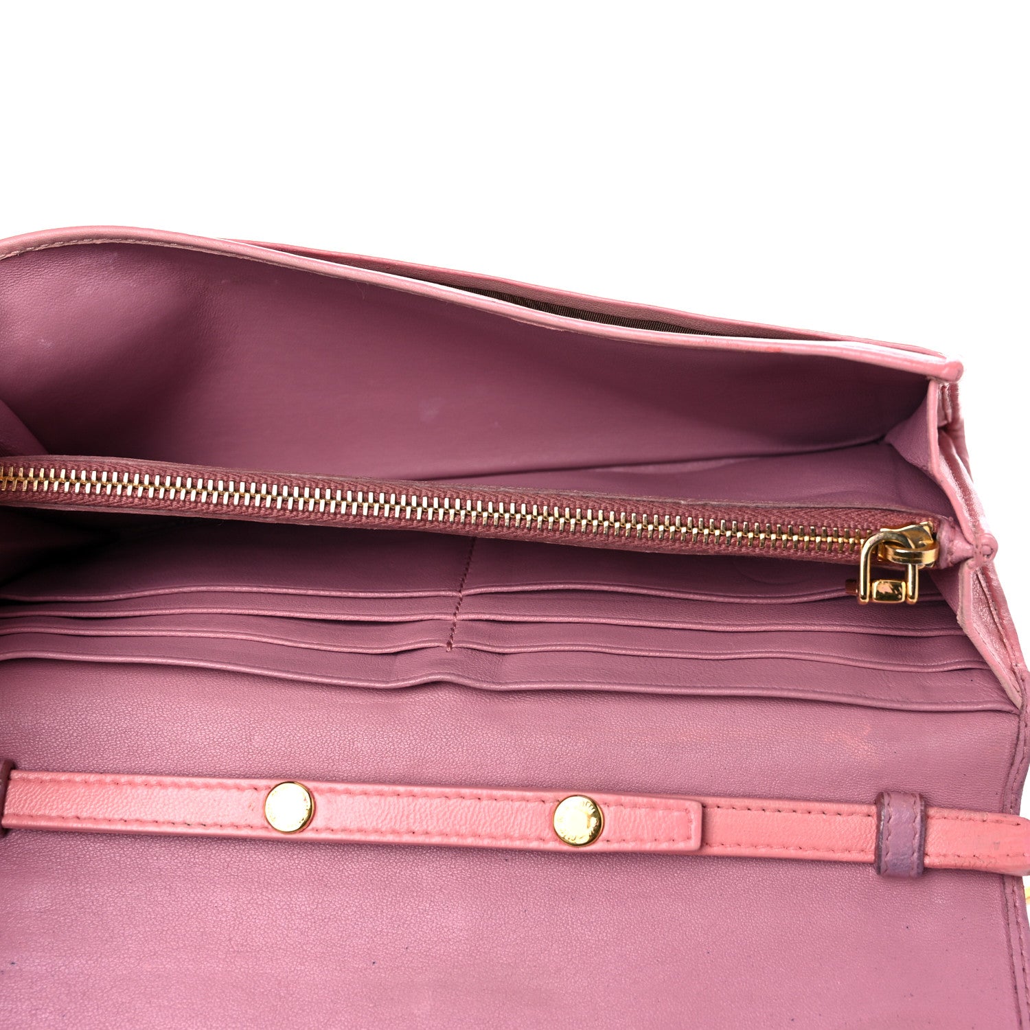 Miu Miu Nappa Matelasse Bicolor Wallet On Chain Loto Orchide 4 of 20