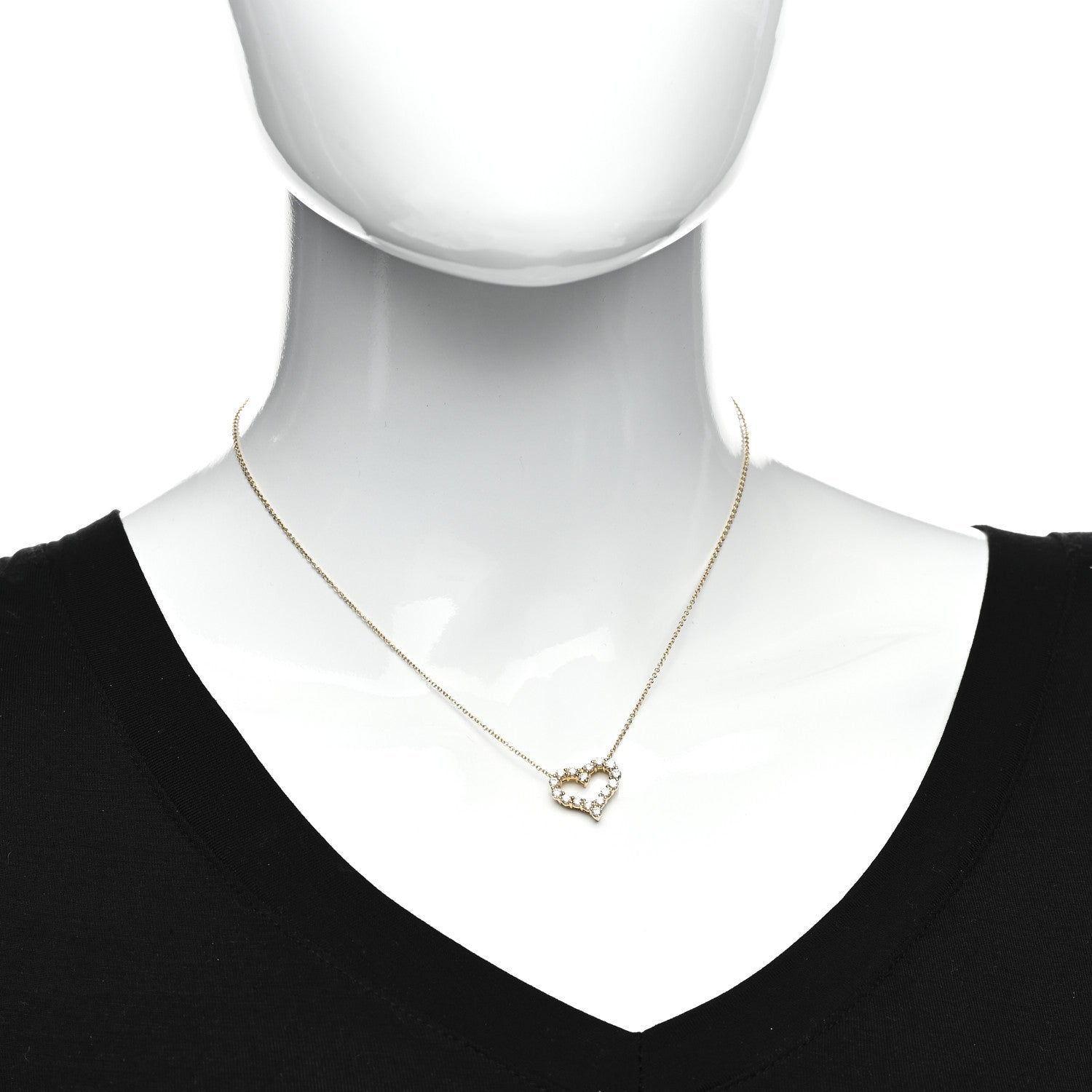 Tiffany 18K Yellow Gold Diamond Small Heart Pendant Necklace 2 of 5