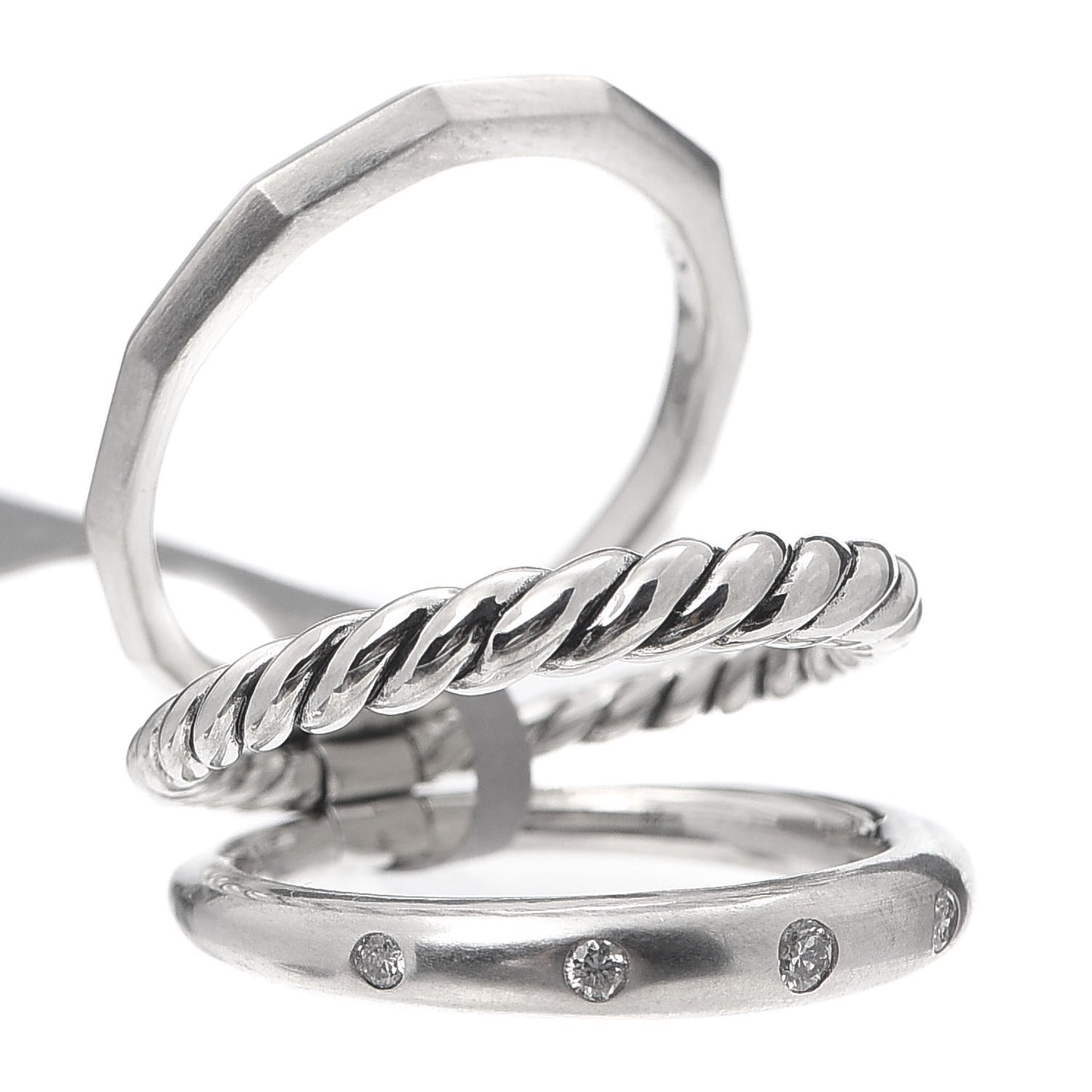 Sterling Silver Diamond 9mm Stax Narrow Ring 54 7