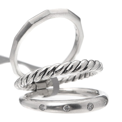 David Yurman Sterling Silver Diamond 9mm Stax Narrow Ring 54 7 4 of 5