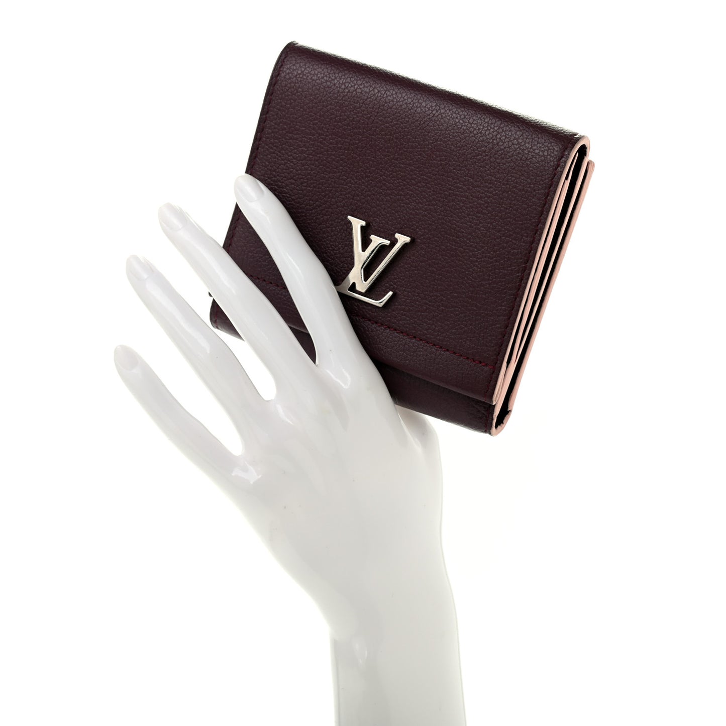 Calfskin LockMe II Compact Wallet Prune