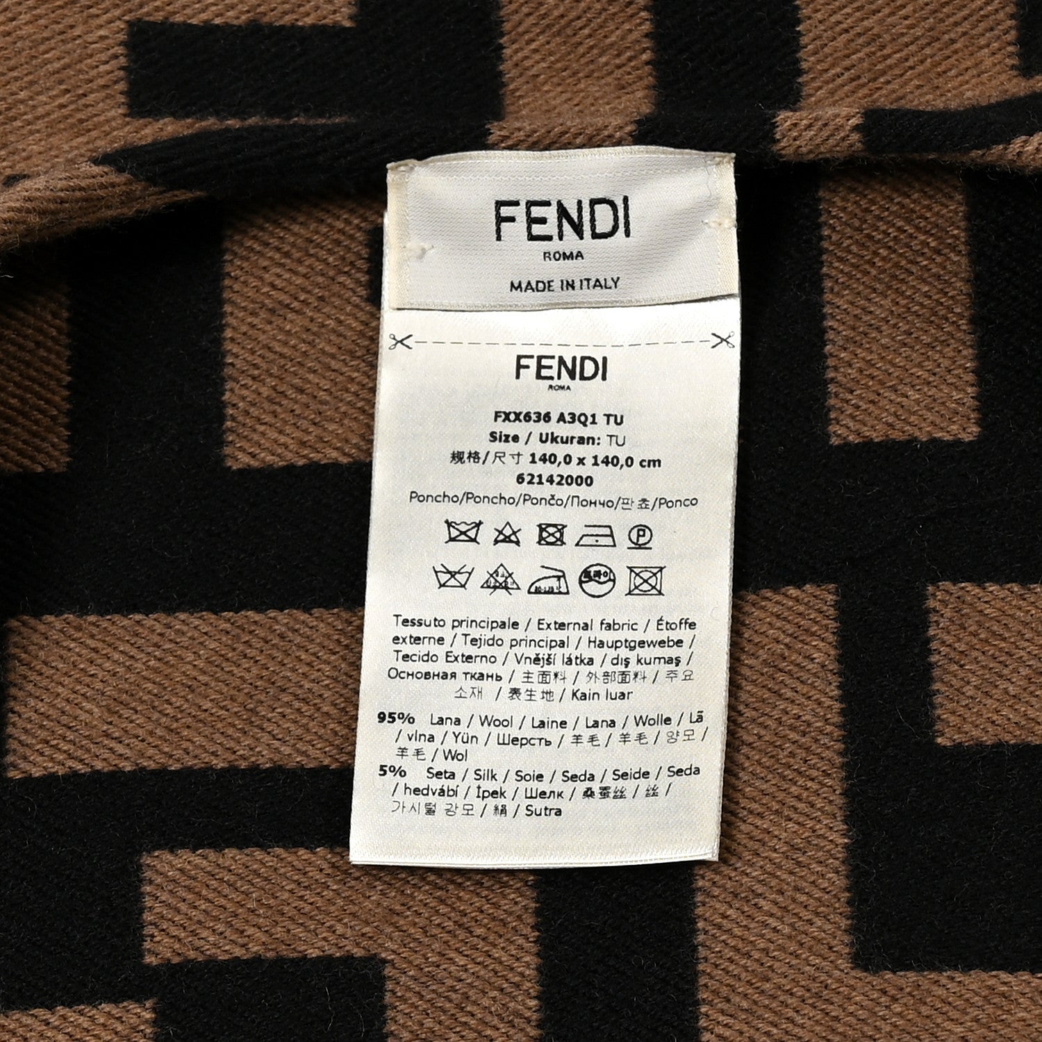 Fendi Wool Silk FF Poncho Camel 3 of 3