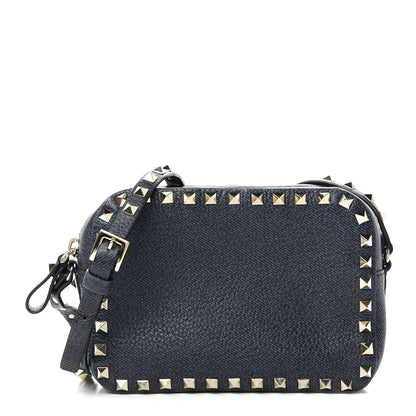Valentino Garavani Pebbled Calfskin Rockstud Camera Crossbody Bag Deep Denim 1 of 11
