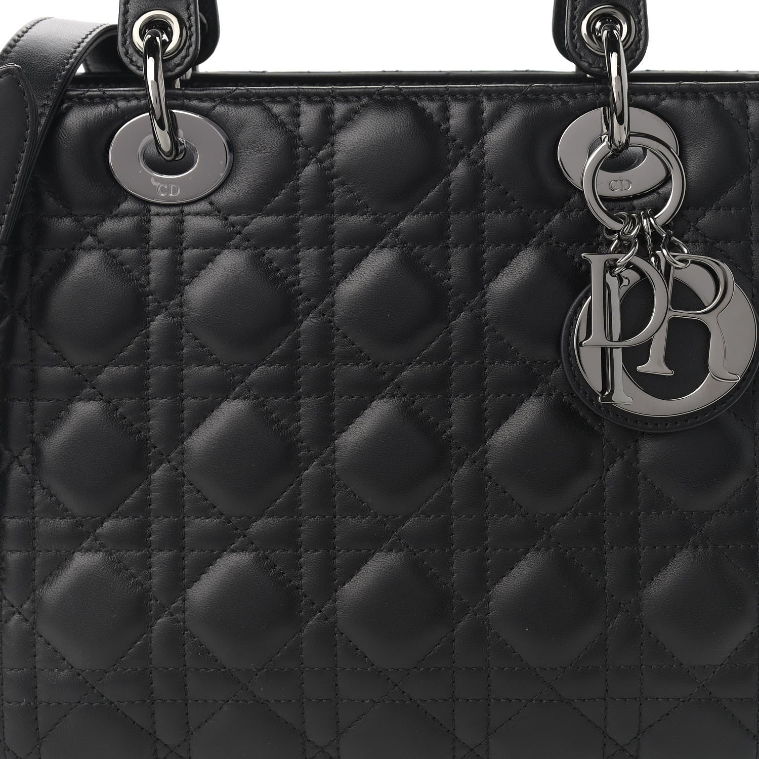 Christian Dior Lambskin Cannage Medium Lady Dior Black 8 of 13