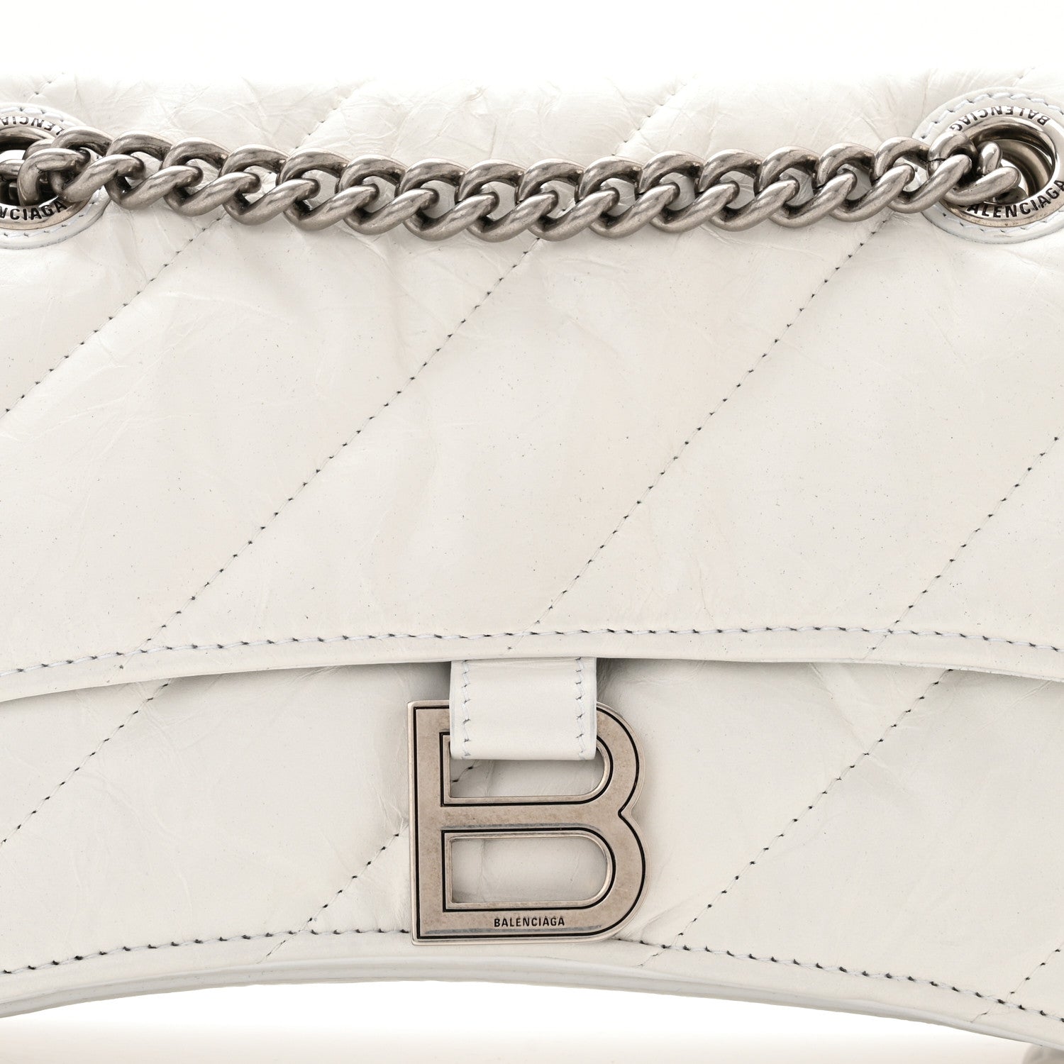Balenciaga Crushed Calfskin Quilted Small Crush Chain Bag Optic White 8 of 10