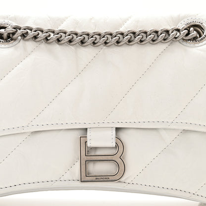 Balenciaga Crushed Calfskin Quilted Small Crush Chain Bag Optic White 8 of 10