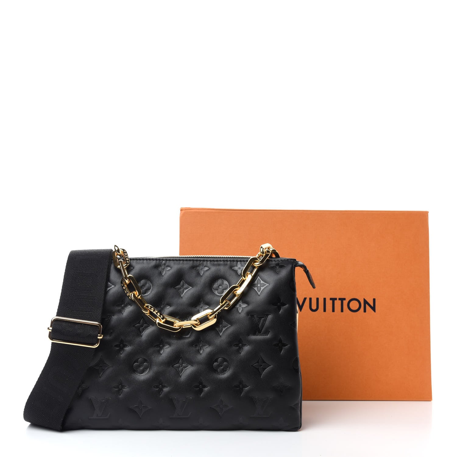 Louis Vuitton Lambskin Embossed Monogram Coussin PM Black 10 of 10