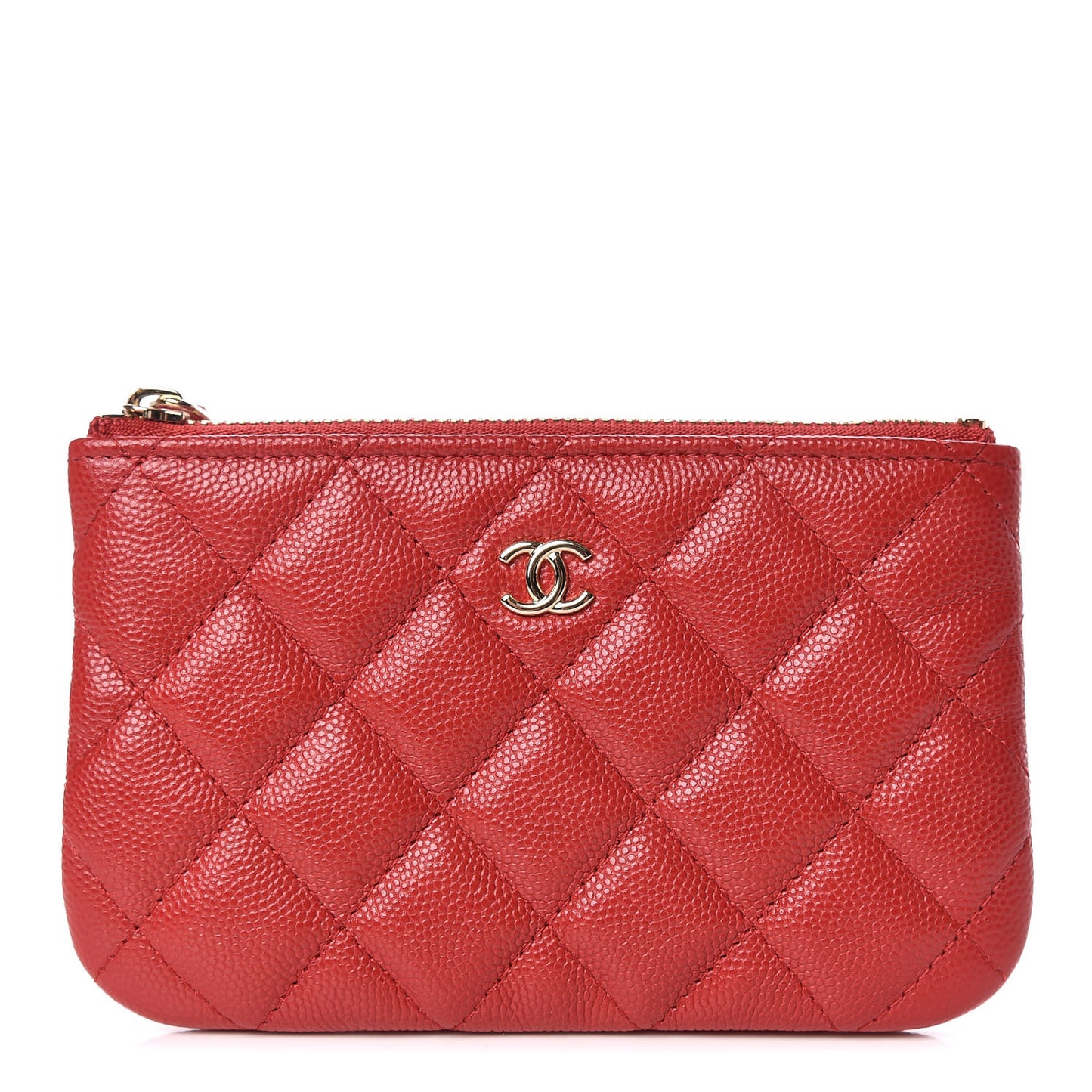 Caviar Quilted Small Cosmetic Case Red