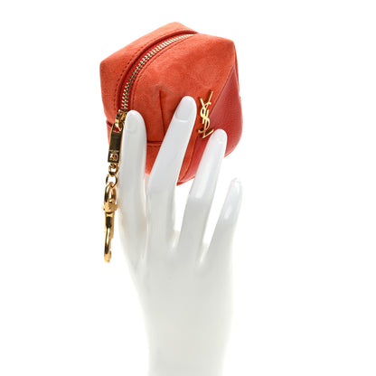 Saint Laurent Suede Lambskin Jaime Cube Charm Keychain Orange 2 of 6