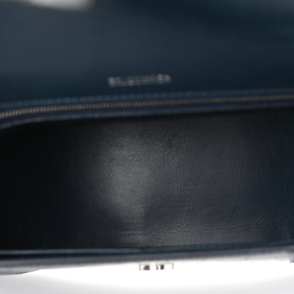 Balenciaga Shiny Calfskin Crocodile Embossed Medium Hourglass Top Handle Bag Denim Blue 5 of 13