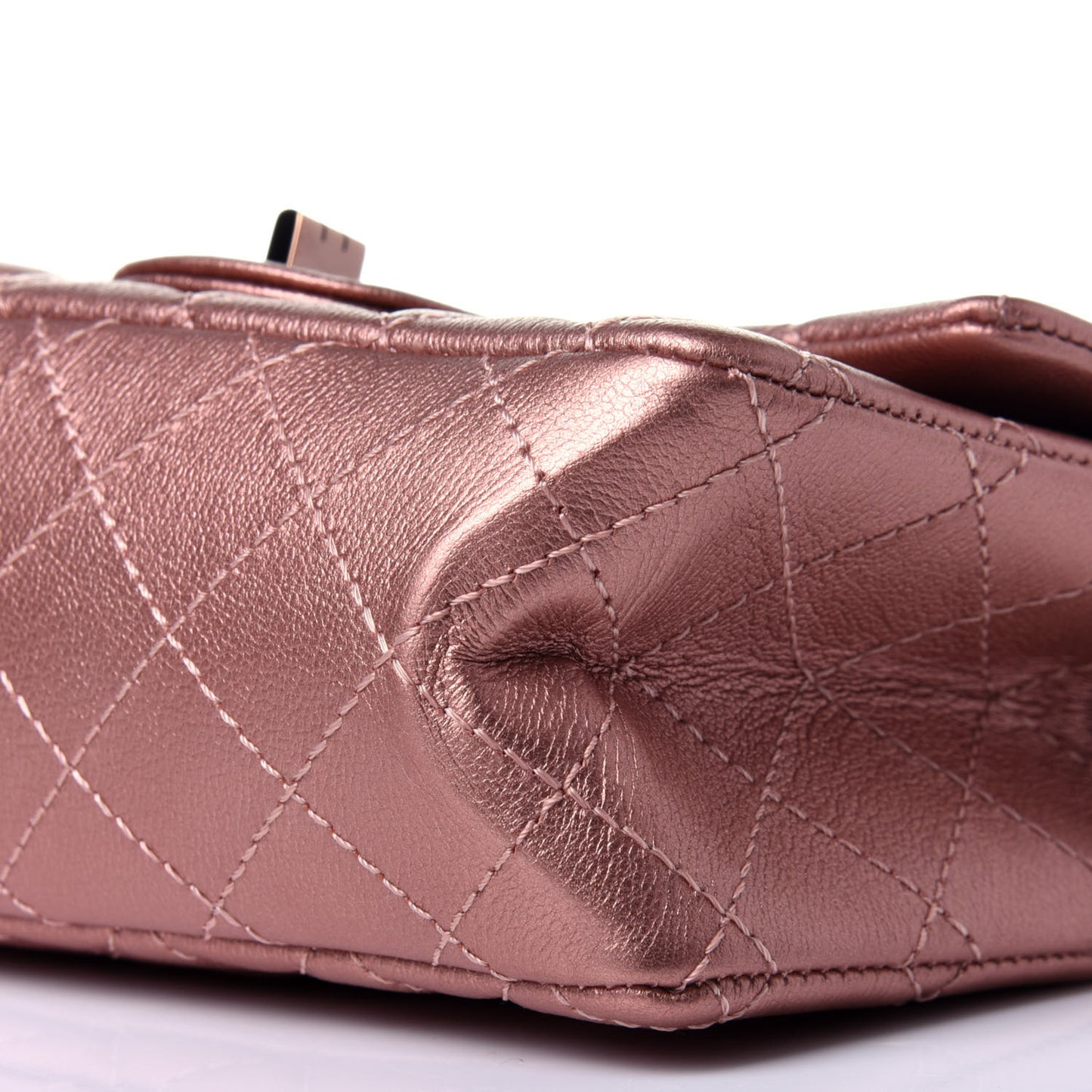 Metallic Grained Calfskin Quilted 2.55 Reissue Mini Flap Copper Pink