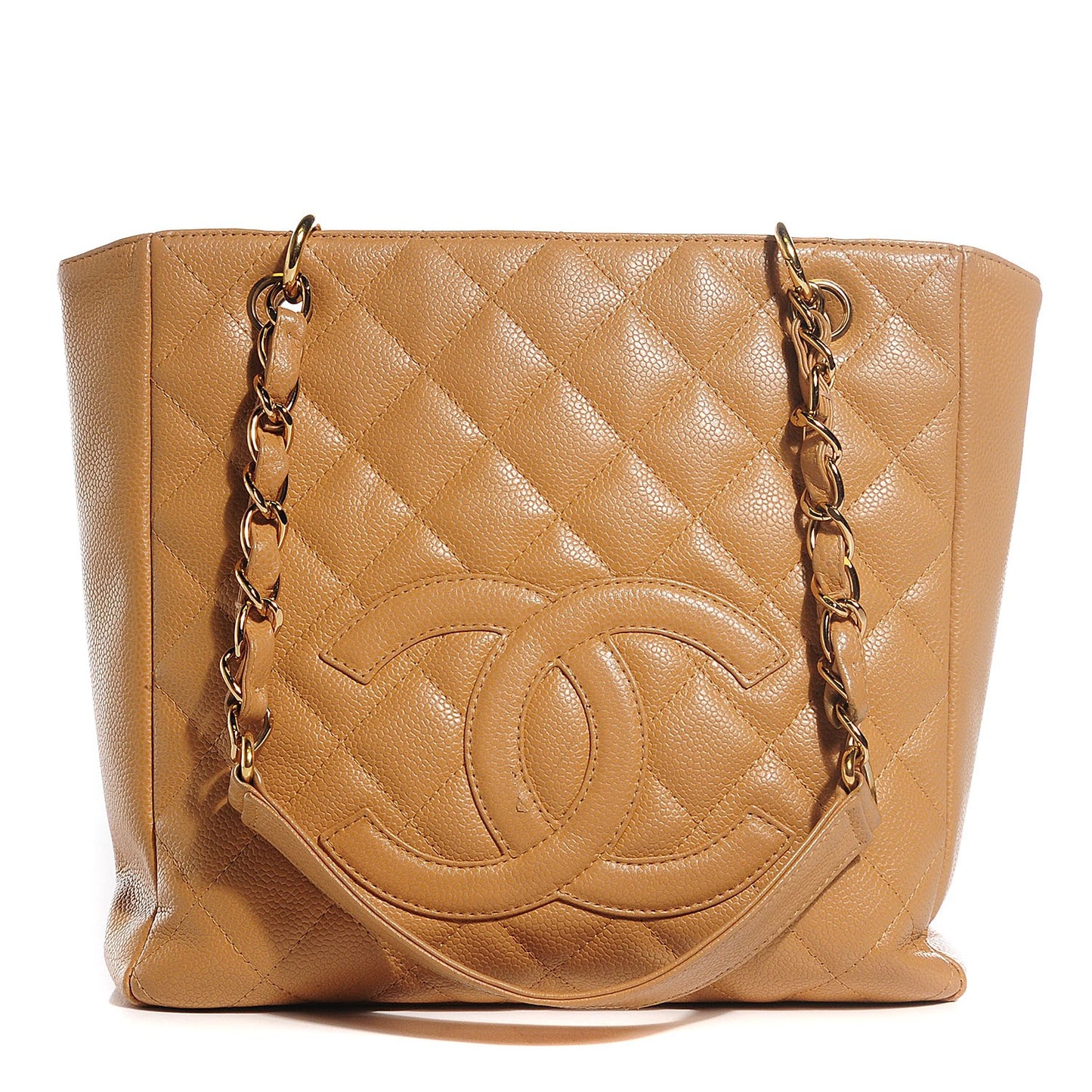 Caviar Quilted Petit Shopping Tote PST Beige