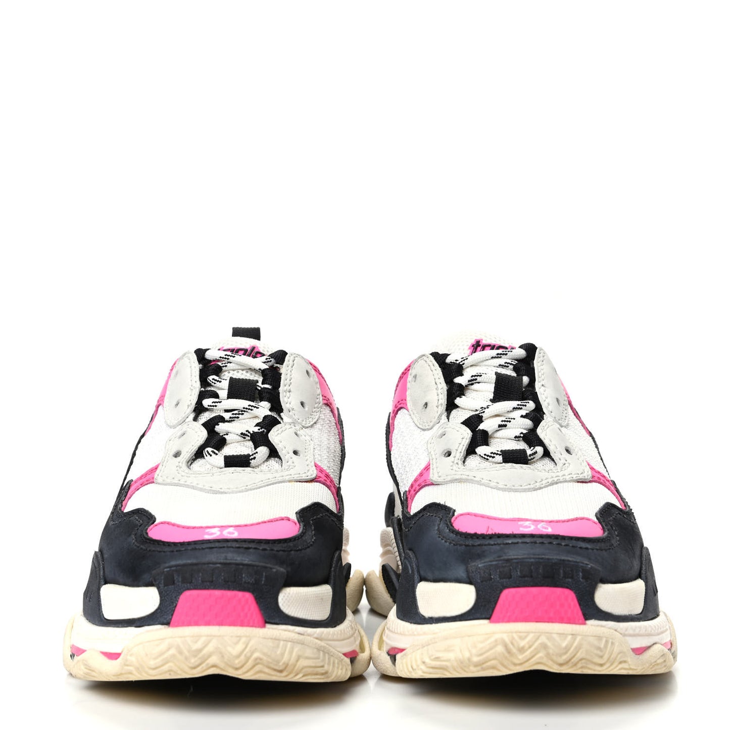 Fabric Mesh Womens Triple S Sneakers 36 Rose Fluo Black White