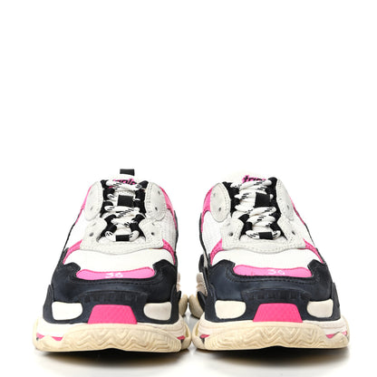 Balenciaga Fabric Mesh Womens Triple S Sneakers 36 Rose Fluo Black White 2 of 7