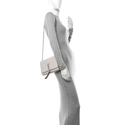 Saint Laurent Grain De Poudre Calfskin Medium Classic Monogram Kate Tassel Satchel Crema Soft 2 of 11