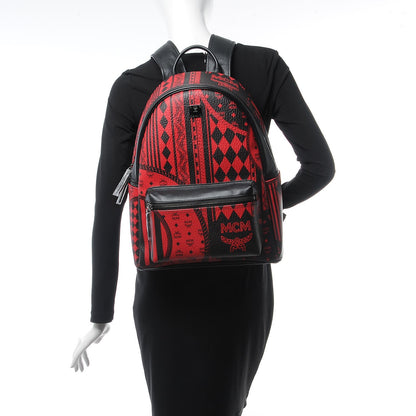 MCM Visetos Baroque Print Medium Stark Backpack Black Red 2 of 11