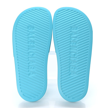Balenciaga Rubber Womens Logo Pool Slide Sandals 36 Aqua Blue 5 of 7