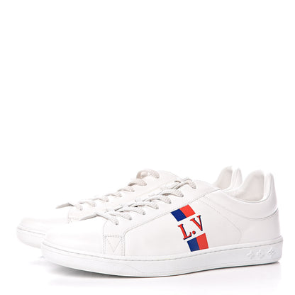 Louis Vuitton Calfskin Luxembourg Sneakers 8.5 White Red Blue 3 of 9