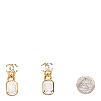 Chanel Crystal CC Chain Drop Earrings Gold 2 of 4