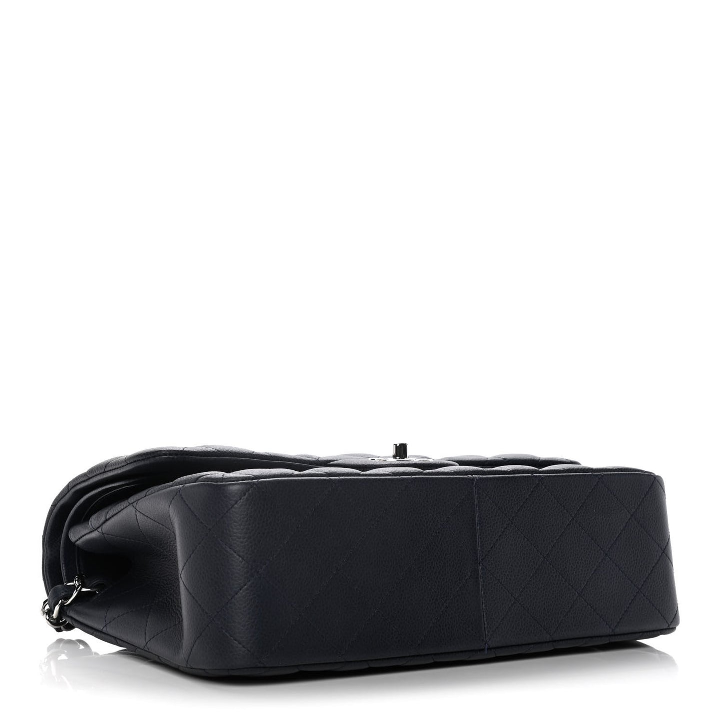 Caviar Quilted Jumbo Double Flap Navy Blue