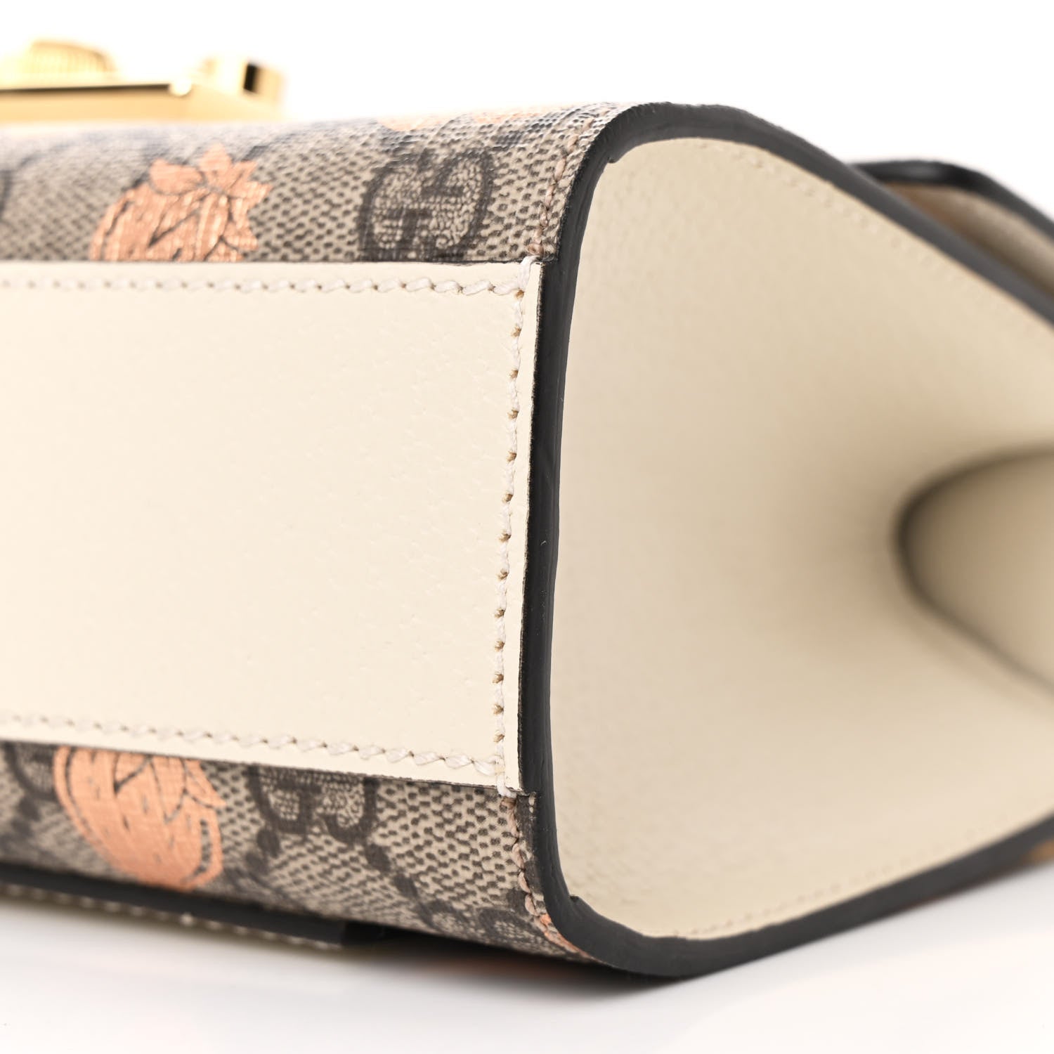 Gucci GG Supreme Monogram Berry Textured Dollar Calfskin Small Padlock Shoulder Bag Beige Ebony Light Copper Mystic White 10 of 11