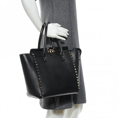 Valentino Garavani Vitello Rockstud Double Handle Tote Black 2 of 8