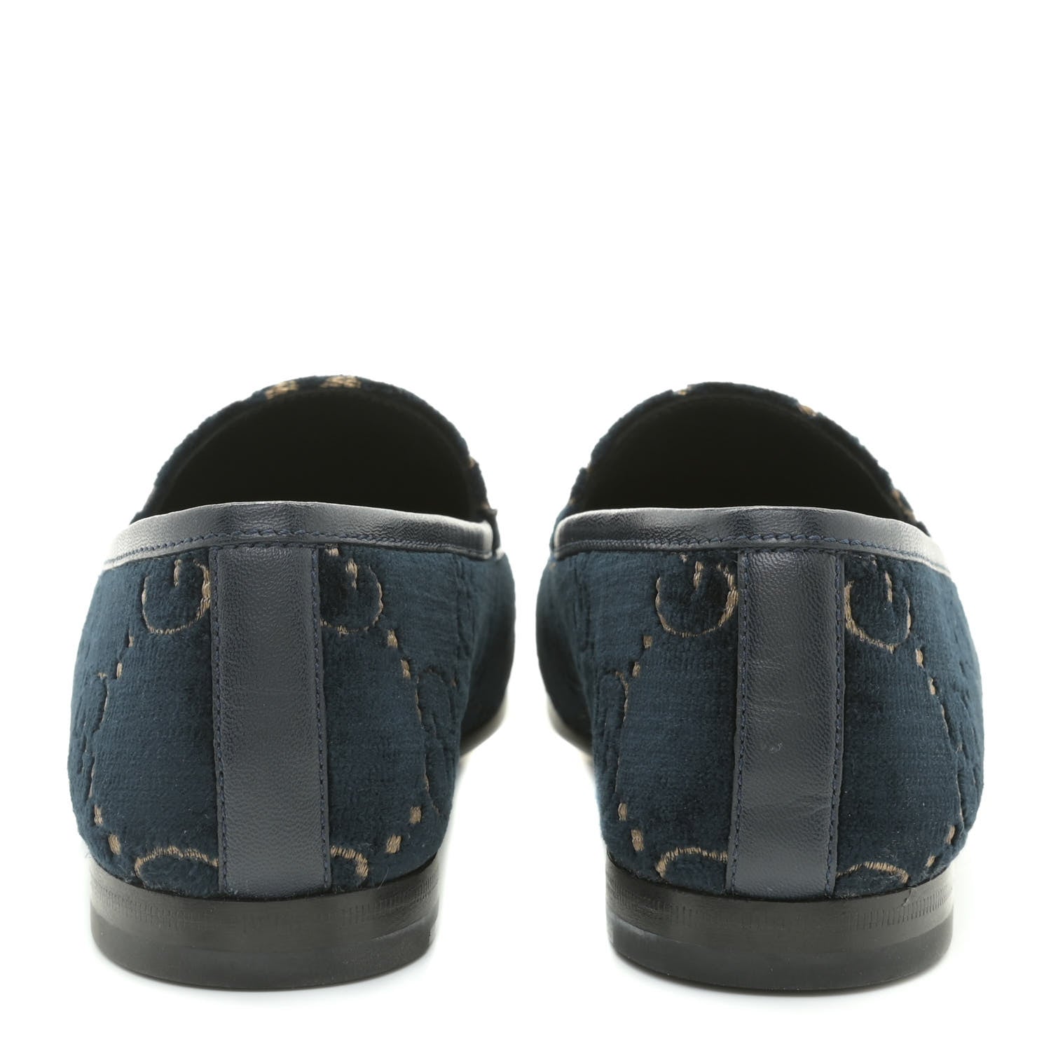Gucci Velvet GG Monogram Horsebit Womens Jordaan Loafers 36 Blue Beige 5 of 12