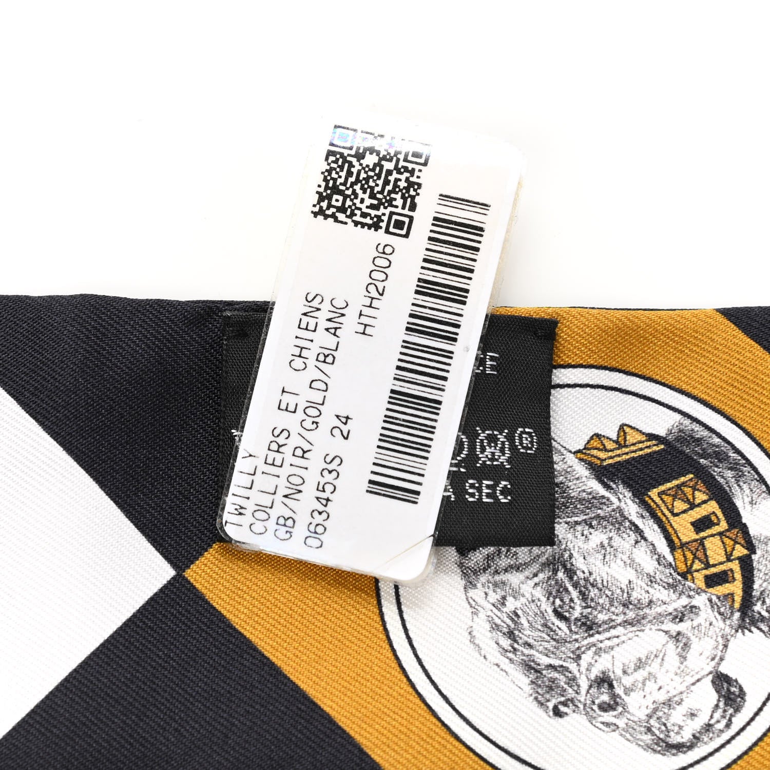 Hermes Silk Colliers Et Chiens Twilly Black Gold White 4 of 4