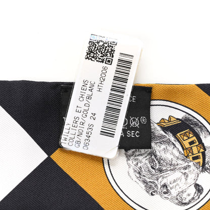 Hermes Silk Colliers Et Chiens Twilly Black Gold White 4 of 4